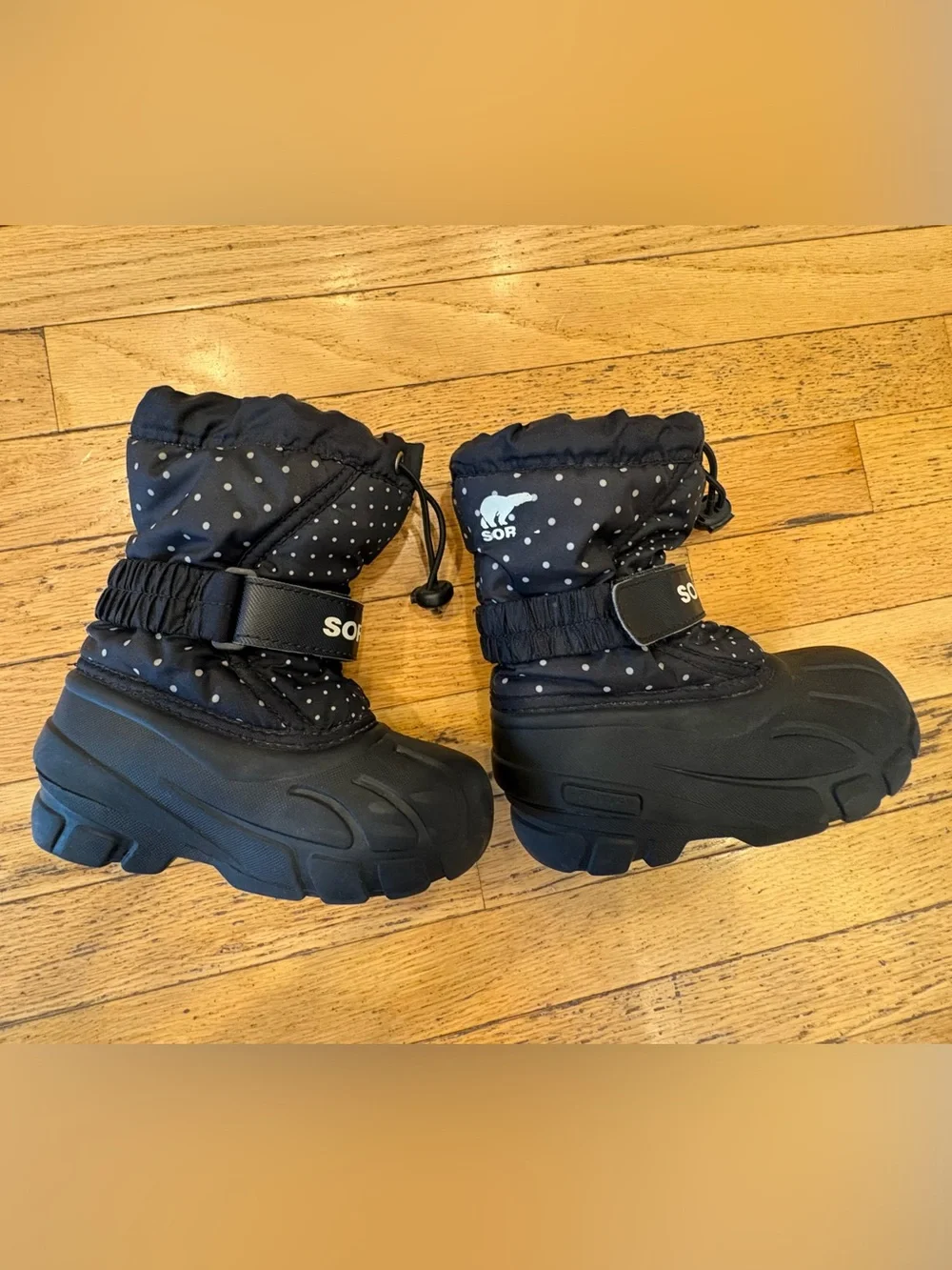 Sorel Kids Flurry Boot in Black and White Polka Dot Print